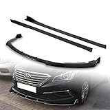 Q1-TECH, 9 PCS Front Bumper Body Kit Lip & Side Skirt Extensions Diffuser Set compatible with 2015 2016 2017 Hyundai Sonata , Front Spoiler Air Chin Body Kit Splitter , STP-Style ,Painted Glossy Black