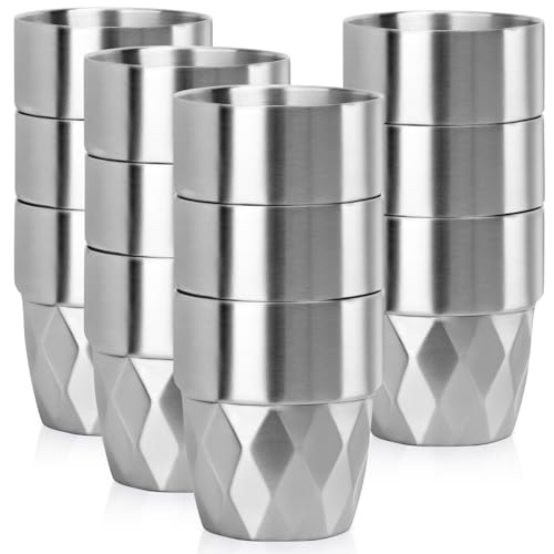 Beasea Stainless Steel Cups 10 oz, 12 Pack Bulk Stackable Insulated Stainless Steel Drinking Tumbler Cups Double Wall Metal Small Pint Glasses Tin Cups for Home Restaurant Office Party Camping
