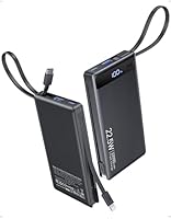 Power Bank with 2 Built-in Cables 10000mAh, 22.5W PD Slim Portable Charger USB C Battery Pack, Travel Essentials Fast Charging Powerbank Compatible with iPhone 17 16 15 14 Plus Pro Samsung iPad etc