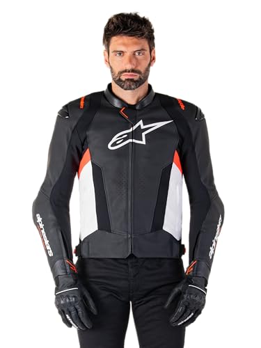 Alpinestars Missile V3 Blouson de moto en cuir, schwarz/weiß/rot, 58