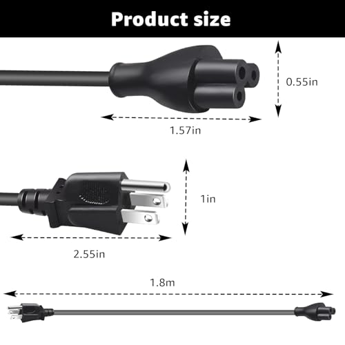 6FT Fast Charging Cable Compatible with Segway Ninebot MAX G2/G30/G30P/P65/P100S/F60,Universal 3 Prong Extra Long AC Power Cable with US Plug Replacement Cord (6FT)