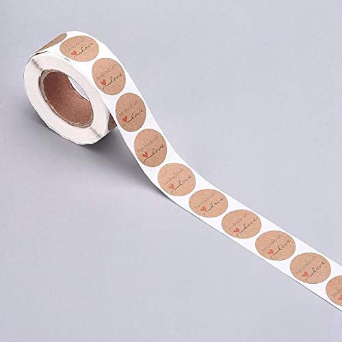 Handmade with Love Round Baking Sticker Self-Adhesive Label Decor for Homemade Gifts - Pick Your Quantity (100)