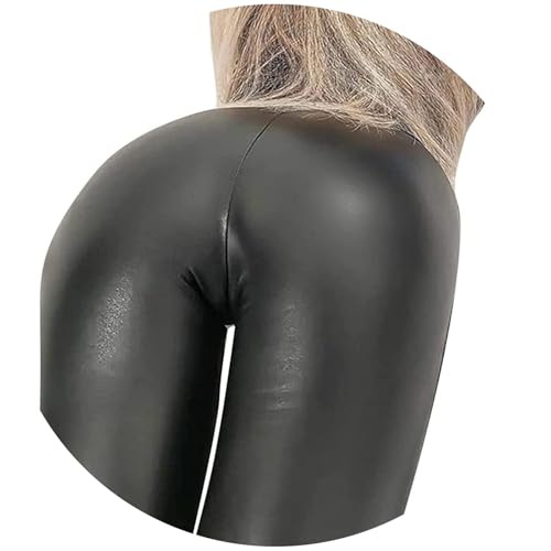 EGSDMNVSQ Lederhose Damen Kunstleder Leggings High Waist Leder Hose...
