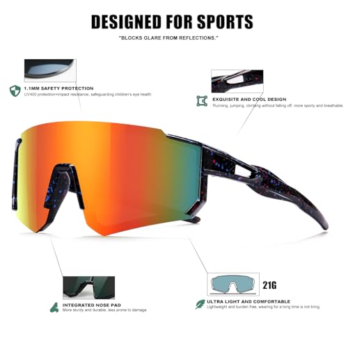 Image of SEKKAF Kids Sunglasses Youth Baseball Sunglasses for Boys Girls Softball Sports Sun Glasses UV Protection