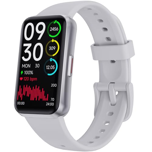 pixtlcoe Fitness Trackers,1,47" OLED Display,5ATM IP68 Wasserdicht Fitnessuhr Armband, Aktivitätstracker mit 24h Herzfrequenz, Schlaf, Schrittzähler Smartband Herren Damen Uhr Sportuhr (Weiß)