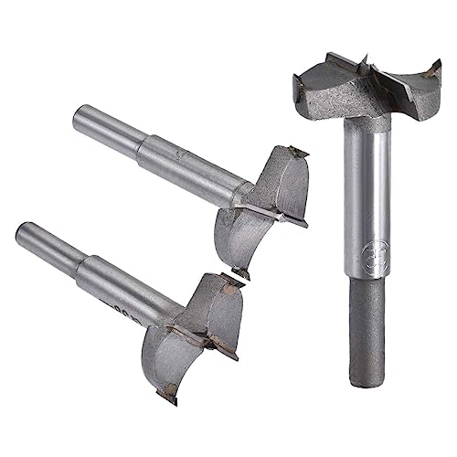 MACHSWON 3 PCS Forstner Drill Bits Tungsten Carbide Wood Hole Saw Opener Drill Bit 35mm+38mm+40mm Woodworking Drilling Boring Bit Cutter
