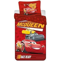 Funda Nordica Infantil Coches Juego de cama Disney Cars Race Ready, funda nórdica de 140 x 200 cm y funda de almohada