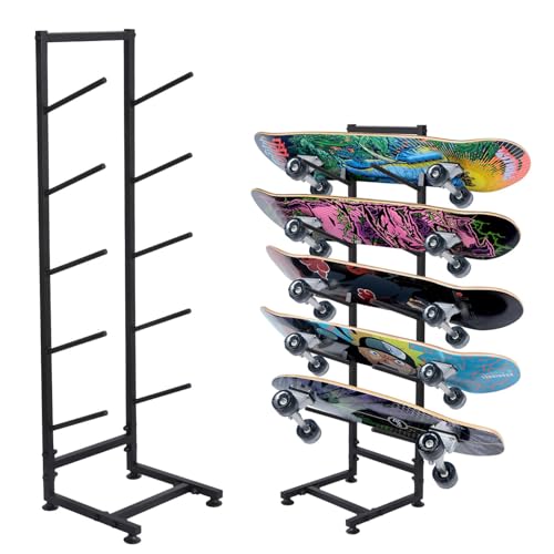 Skateboard Rack Floor Stand, Snowboard Storage Rack, Skateboard Organizer, Single Sided Standing 5 Layer Skateboard Holder Floor Rack For Club, Skate Shop, Home