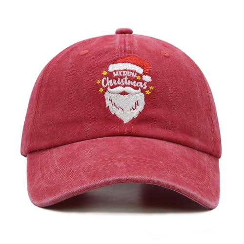 Wodeal Chapéus de Natal para adultos com caixa de presente, boné de beisebol de Papai Noel ajustável