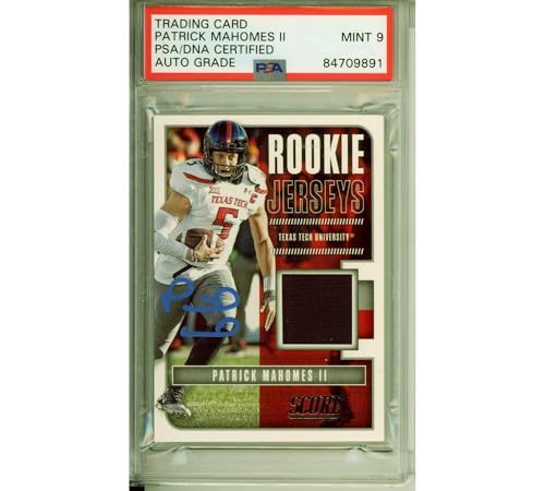 Patrick Mahomes Autographed/Signed Texas Tech 2017 Panini Score Rookie Jersey Encapsulated Card