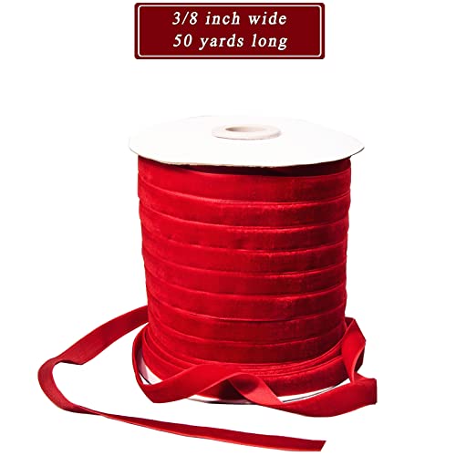 50 Yards Velvet Ribbon, 3/8 Inch (10Mm) Red Velvet Ribbon For Gift Wrapping, Valentine's Day, Wedding, Christmas, Diy Crafts, Decoration, Choker #TOP1