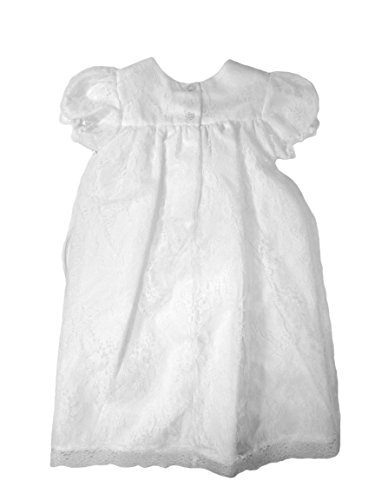 Girls' White All-Over Lace Christening Gown with Bonnet2
