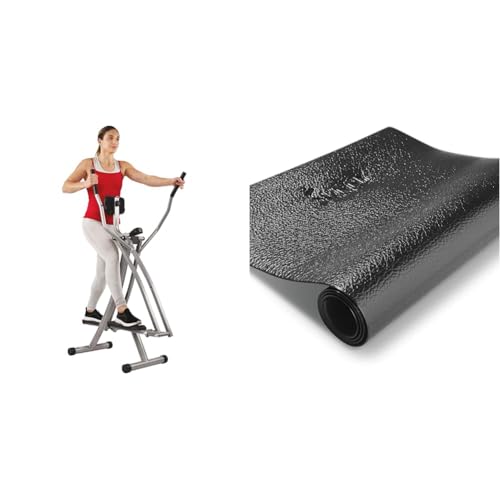 Sunny Health & Fitness Elliptical Cross Trainer w/LCD Monitor, Air Walker Exercise Machines + Treadmill Mat -Small - NO. 083, Black Sunny Health & Fitness Elliptical Cross Trainer w/LCD Monitor, Air Walker Exercise Machines + Treadmill Mat -Small - NO. 083, Black