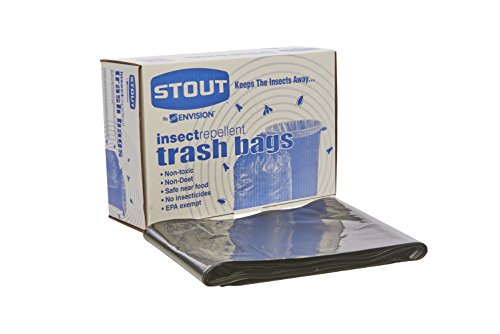 Stout by Envision P4045K20 Insect-Repellent Trash Garbage Bags, 45gal, 2mil, 40 x 45, Black (Box of 65)