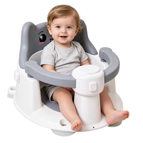 Asiento de Baño para Bebés,Asiento de Ducha Portátil con Ventosas | Silla de Baño con Reposabrazos y Respaldo de Oso | Para Niños hasta 6 Meses, Padres Primerizos, Hogar