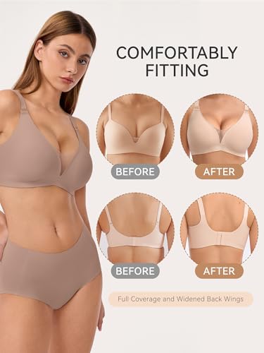 Image of LUCKMEEY Mesh Bras for Women No Underwire Wireless Bras Seamless Push Up Full Coverage Bras Comfortable Bra Everyday Bra