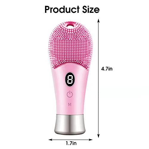 MAYCREATE® Rechargeable Facial Cleansing Massager Brush Ultrasonic High-Frequency Vibration Facial Cleanser,Heated Silicone Facial Scrubber,Waterproof Design, for Deep... - Image 2