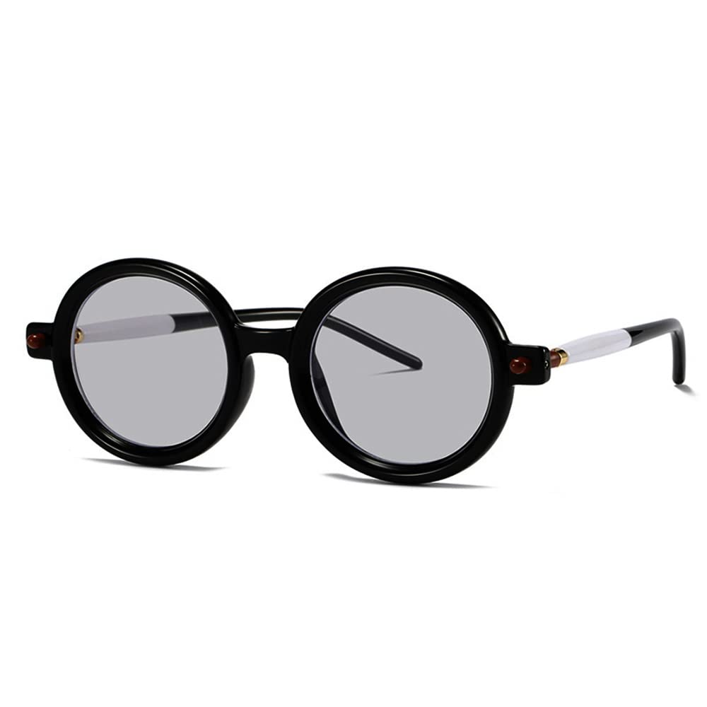 HYLLE Retro Flip-Up Round Goggles Seampunk Sunglasses for Men Women 90s Style