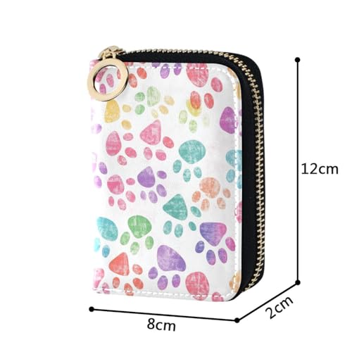 Womens Zipper Leather Case Purse Dog Paw Print ID Card Holder Slim Leather Organizer Case Small RFID Card Wallet4