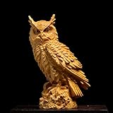 Materisl: Holz FENGJIAREN Figur,Statue,Statuen,Statuette,Skulpturen,Eule Statuen Tierfiguren Massivholz Tierische Kunst Skulptur Holzschnitzkunst Kunsthandwerk Home Dekoration Zubehör, 5.5X4X9 cm