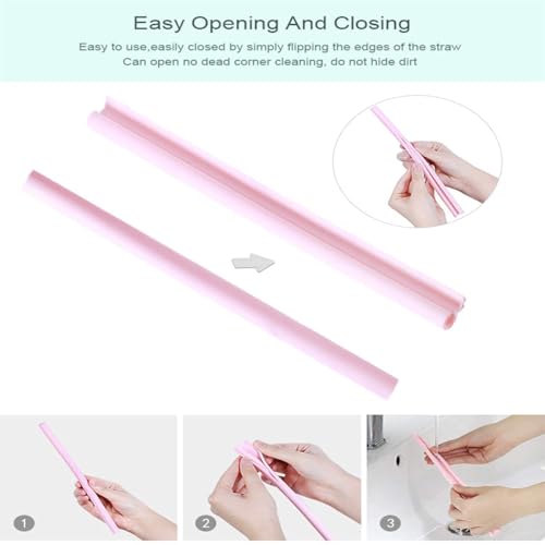 Image of Reusable Silicone Straws for Drinking Softy, Openable and Washable Design, Flexible Collapsible Straw, Easy to Clean, No Cleaning Brush Required Carry Straw with Blue Case openable, 29 Ounce