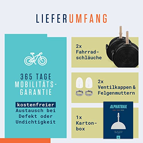 Alphatrail Fahrradschlauch Rick 28 Zoll AV Autoventil 2X Set mit Mobilitätsgarantie I Kompatible Fahrradreifen Schwalbe, Continental, Conti, Michelin, Kenda & Maxxis Fahrrad Schlauch - Image 7