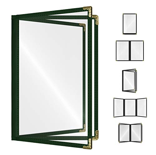 Goodsmart Restaurant Menu Covers – 25 Pack Green 6-View Booklet 5.5