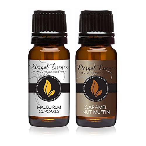 Image of Eternal Essence Oils 2 Pack 10ml Premium Fragrance Oil - Malibu Rum Cupcakes & Caramel Nut Muffin - for Candle, Soap Making, Aromatherapy, Diffusers, Home Care, & Humidifiers