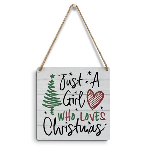 Farmhouse Christmas Wall Art - Wooden Sign for Bedroom, Wall Hanging Decor - Perfect for Winter Holiday Party, Home, Cafe, Front Door, Porch