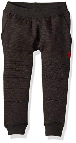 U.S. Polo Assn. Boys' Fleece Jogger Pant,Cut Sew Front Detail Black,2T