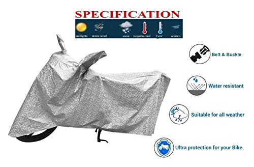 Image of Auto Hub Waterproof Bike Cover Compatible with Splendor Plus Dustproof, UV Protection Two Wheeler Bike Splendor Plus Cover - Metallic Silver