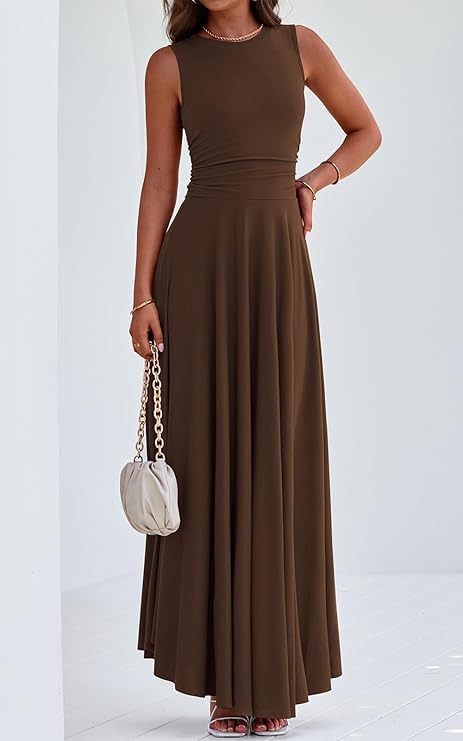 Image of PRETTYGARDEN Womens Summer Dresses 2026 Casual Sleeveless Crewneck Aline Maxi Dress Stretch Tank Flowy Long Dresses