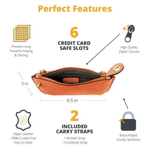Image of Joy Susan Women's Fashion Purse Mini Crossbody Wristlet Clutch Handbag - Orange