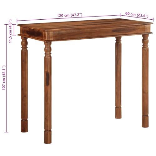 Table de bar en bois d'acacia massif stable pour petits espaces de repas - 4