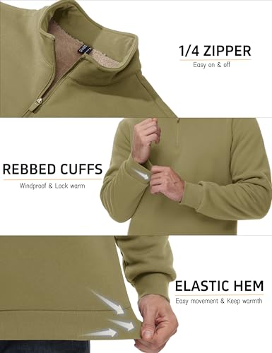 Image of MAGCOMSEN Men's Sherpa Lined Quarter Zip Fleece Heavyweight Pullover Winter Warm Sweatshirts
