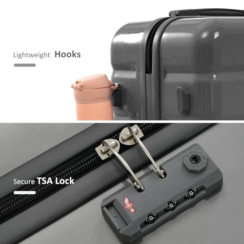 5 Piece Travel Luggage Set with Expandable Duffel Bag & Foldable Backpack – 20"/24"/28" Suitcases with 360° Wheels, Lock, Grey4