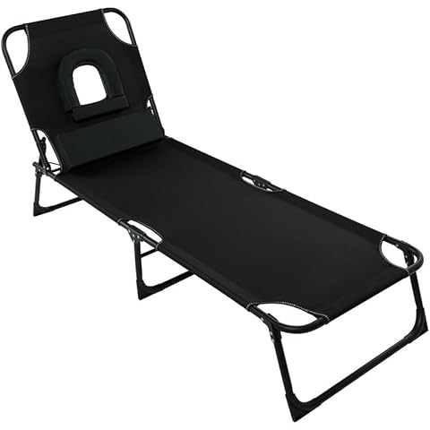 Abaseen Black Foldable Sun Loungers Set Cover