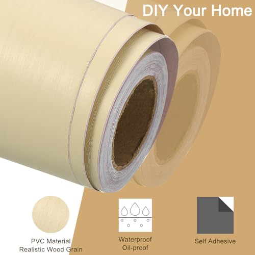 Image of uxcell Wood Grain Tape, 2 inch x33 Ft Self Adhesive Wood Grain Repair Patch for Baseboards, Doors, Floor Repair, Furniture Home Decor Beige Wood