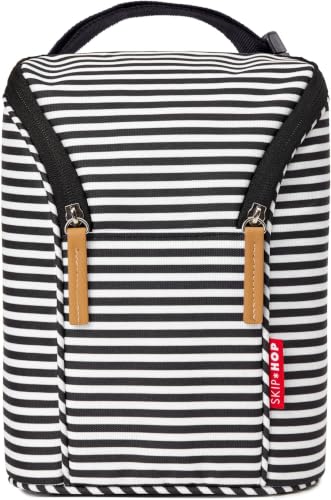 Image of Skip Hop Insulated Breastmilk Cooler And Double Baby Bottle Bag, Black & White Stripe (Pack of 12)