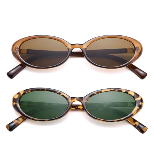 Pro Acme Retro Oval Sunglasses for Women 90s Sunnies Vintage Small Frame Cateye Style Y2K Trendy Shades3