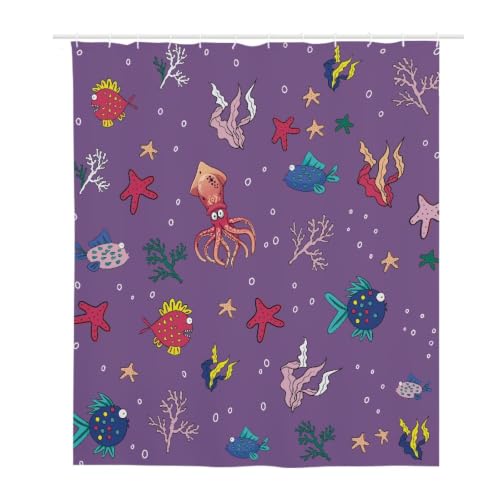 Rideau douche 180x220 violet rouge bleu en polyester lavable