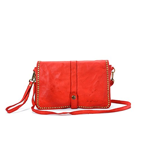 Ira del Valle, Bolso Mujer, Piel genuina, Vintage, Modelo Charlotte, Made in Italy (rosso)