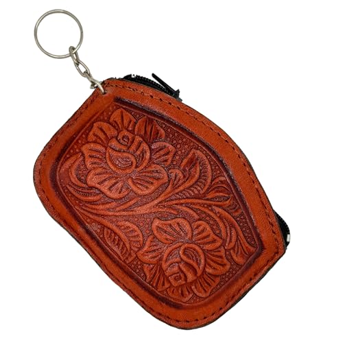 Mexican Leather Coin Pouch with Aztec designs in Assorted Colors 1pc | Monedero Mexicano de Piel con figuras Aztecas - MexART, Beige3