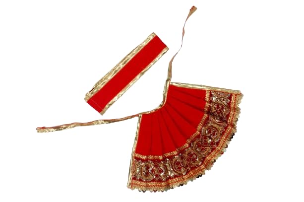 Navratri Special, MATA Rani Vastra, Devi MATA Poshak, Made of Silk Cloth.. Dress Size: Lehenga- 5 Inch.12.5 cm RED