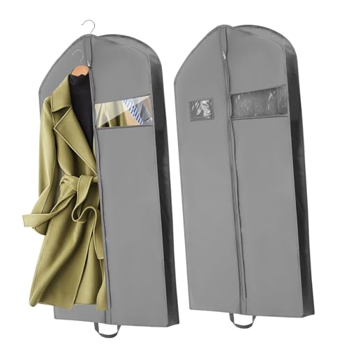 2pcs Garment Storage Bags for Hanging Clothes Non-woven Dust Covers for Suits and Costumes Window for Travel and Home Use - Main Image