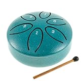 Rain Drum for Outside, 3 In Steel Tongue Drum Rain Chime, 6 Note Rain Drum Instrument for Outside, Soothing Sound Steel Tongue Drum Mini Rain Drum with Drum Mallet for Yoga Meditation Camping (Green)