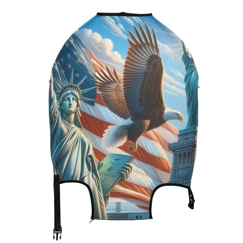 Joisal Suitcase Cover Cute Luggage Protector USA Flag and Icons Protective Floral Travel Vacation Essentials, XL, Fits 29-32 Inch Case2