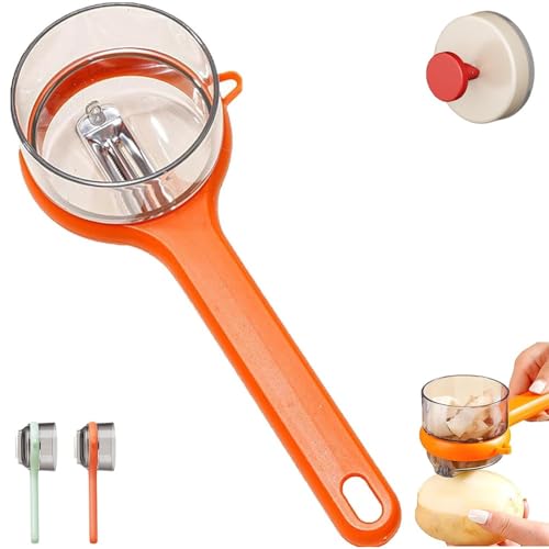 Pelador de frutas especial para cocina, pelador de frutas y verduras, pelador de patatas de acero inoxidable de doble cara, cuchillo multifunción con caja de almacenamiento para pepino y zanahoria