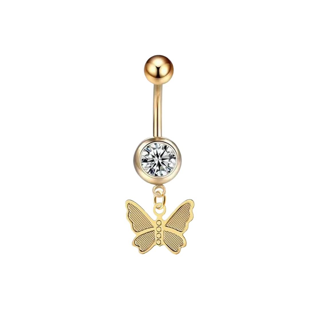 Womens Navel Belly Button Piercing Golden Zircon Butterfly Bananabell Ring: Pack of 1 (SRFAJW/B1)-image-14