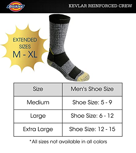 Dickies Men's Kevlar Reinforced Steel Toe Crew Socks, Black (2 Pairs), Shoe Size: 6-12 #TOP2